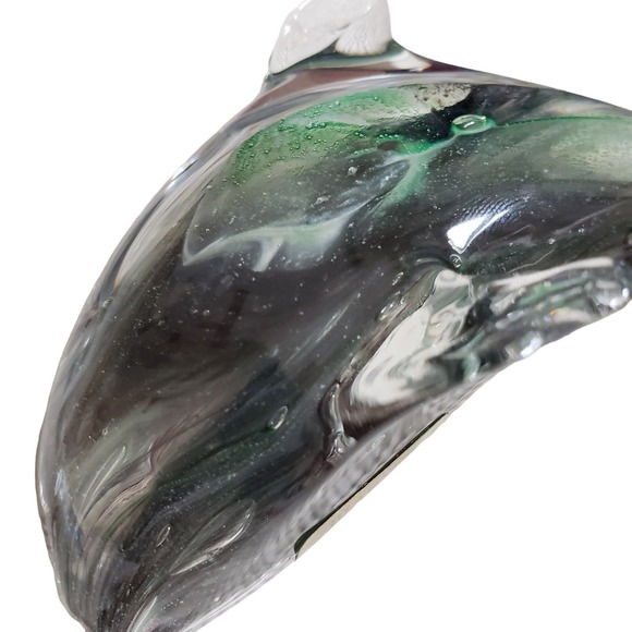 Vintage Blarney Glass Collectables Blown Hand Green Swirl Dolphin‎ Figurine - Picture 7 of 9